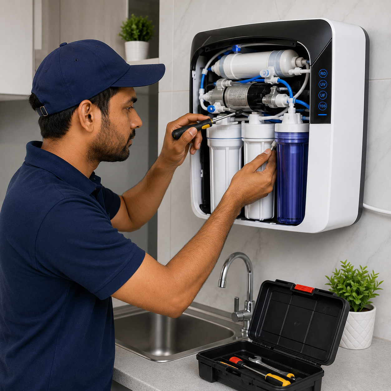 Water purifier repair technician working in New Barrackpore